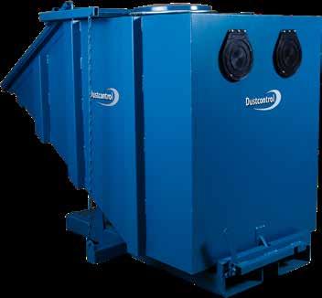 Tippbar container kan användas som fallkammarföravskiljare genom att man utrustar behållaren med en avdelarplåt och monterar inlopps-/utloppsanslutningar på behållarens bakre vägg.