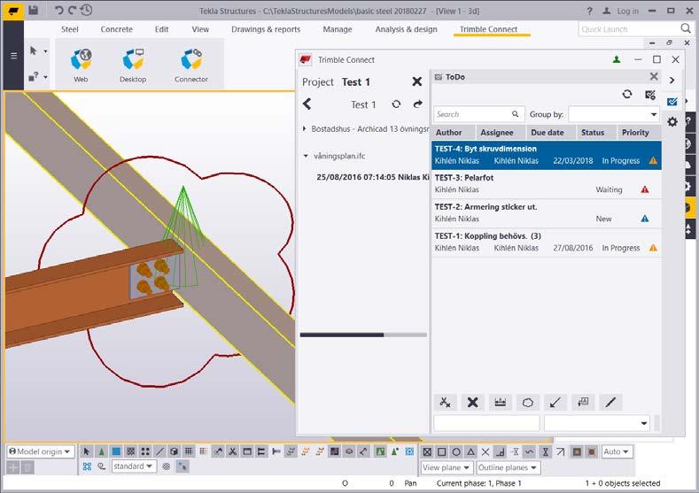 Trimble Connect i Tekla Structures Knyta modellen