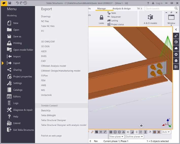 Trimble Connect i Tekla Structures Knyta modellen till ett Trimble