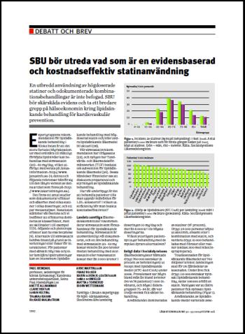 15 10 11 12 9 Primär prevention 50 100 150 200 mg/dl 1,3 2,6 3,9 5,2 mmol/l LDL-kolesterol Statin-dokument, Janusinfo.