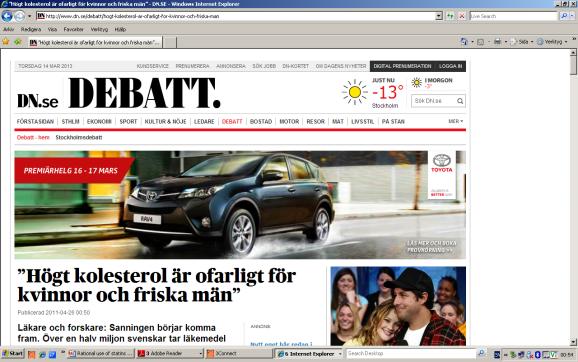 4,2%) Statinbiverkningar är inget stort problem Dosberoende transaminasstegring och muskelvärk är vanligast; de är klasseffekter Allvarliga