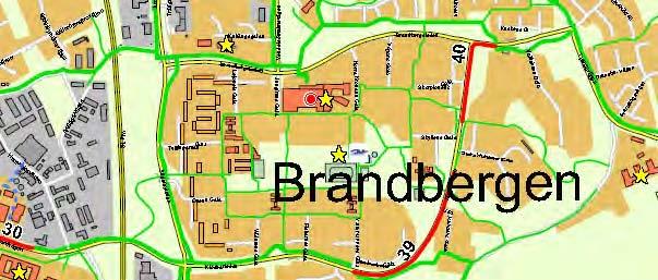 Bild 5: Utsnitt ur cykelplanen. Rött markerar saknade länkar, grönt markerar befintliga.