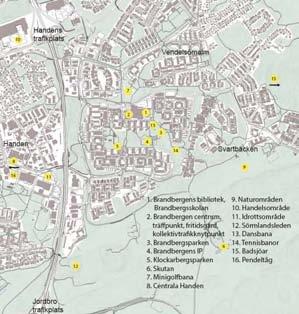 Bild 8: Kartan visar Brandbergen centrum och dess omgivningar. Fornlämningar Det finns inga kända fornlämningar inom planområdet.