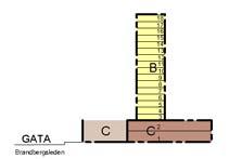 Illustration White Arkitekter AB Bild 20: Sektion a-a och sektion b-b ur plankartan som visar 3D-fastighetsbildningen.