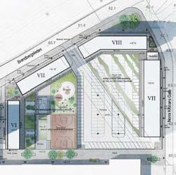 Bild 21: Illustration över kvarter 02, White Arkitekter AB Inom kvarter 02 planeras det för bostäder med bostadsgård, parkeringsanläggning och handel i bottenvåning.