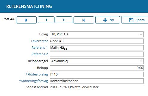 Matchningslogik Referens skannas på fakturan OM en