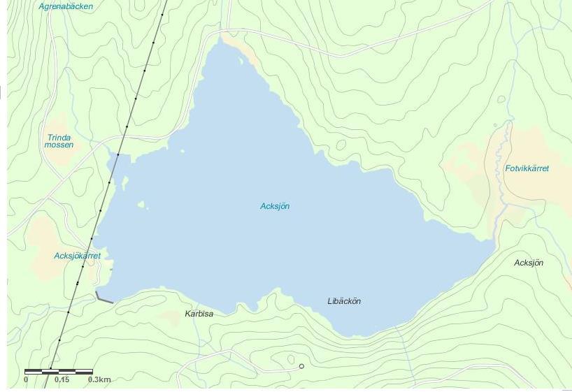 Acksjödammen Figur 2 Acksjödammens placering i Acksjön Dammen ligger på fastigheterna Hagfors Sälje 1:2 och Hagfors Bergsäng