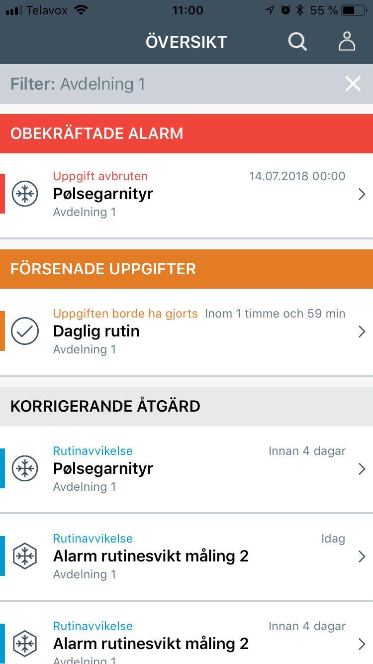 Varning om att uppgift är inne på extratid i Manager: Påminnelser om uppgift och mätningar Önskar du få en påminnelse innan tidsfristen går ut för en uppgift eller mätning?