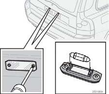 09 Underhåll och service 09 Byte av glödlampor Nummerskyltsbelysning Instegsbelysning Glödlampa i bagageutrymme Släck