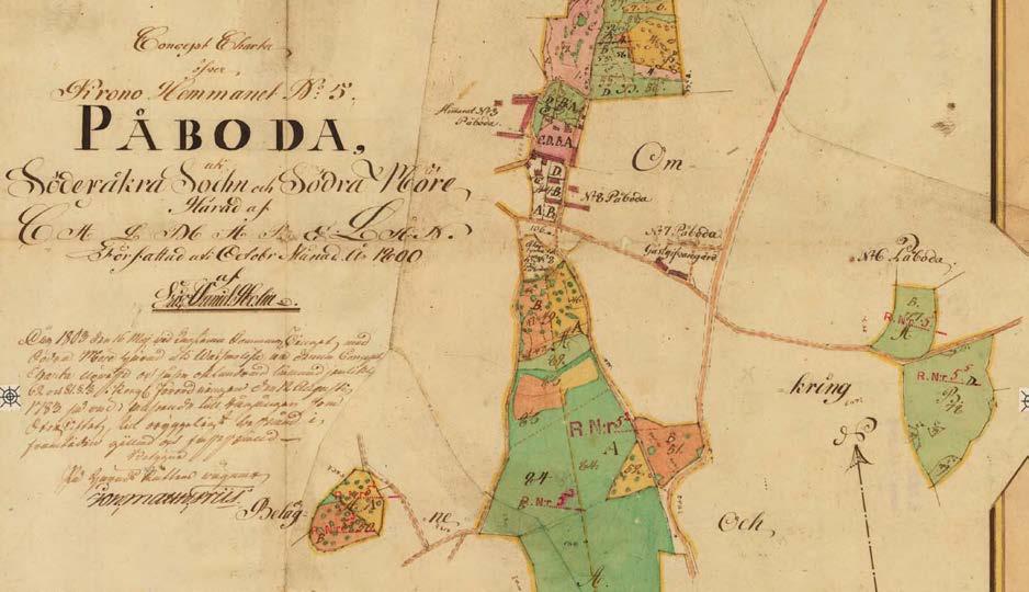 KARTOR En karta från storskiftet år 1800 visar bland annat var byns gästgivargård låg.