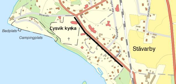 31 (47) Tabell 6.1.2 Södra delen av väg 910 väg 450 6 570 (15) Asfalt Belysning (antal) GC Ja Ja (13) 2,5 632 tkr Söder om Stationsvägen finns målpunkterna kyrka, restaurang, café och skola.