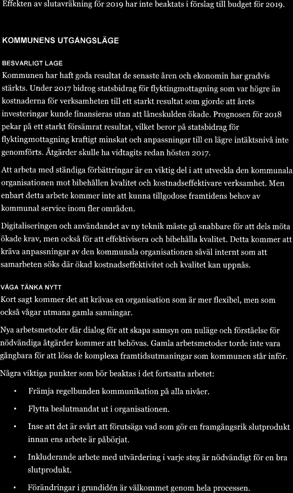 Effekten av slutavräkning för zorg har inte beaktats i förslag till budget för zor9.