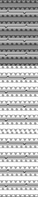 Masklängden varierar mellan 10 och 12 i partier om fem och tio maskrader Figur 10. Prov Rutan.
