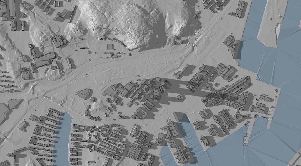 21 Bild 25. Sol-/skuggstudie, 22 juni kl. 16.00. 22 juni klockan 16.00 är det sol i största delen av planområdet, speciellt i den västra delen.