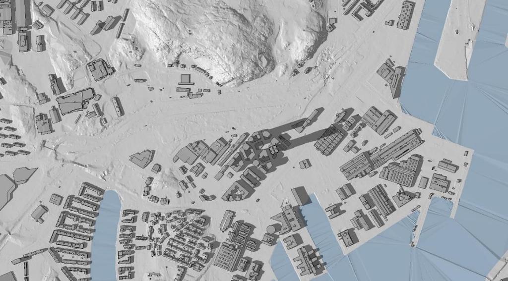 22 Bild 25. Sol-/skuggstudie, 22 juni kl. 16.00. 22 juni klockan 16.00 är det sol i största delen av planområdet, speciellt i den västra delen.