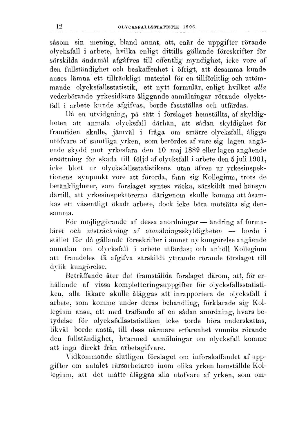 12 OLYCKSFALLSSTATISTIK 1906.