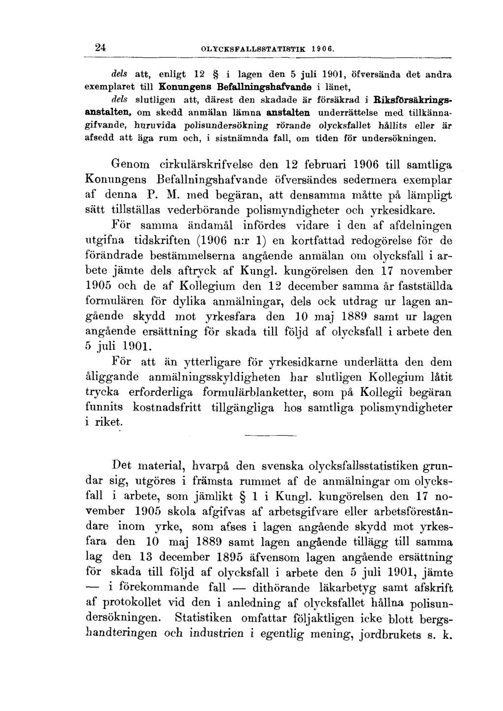 24 OLYCKSFALLSSTATISTIK 1906.