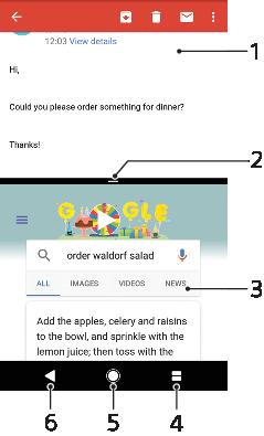 1 Rensa alla stäng alla nyligen använda appar 2 Fönster för senast använda appar öppna en nyligen använd app 3 Knappen Senaste apparna öppna fönstret över de senast använda apparna och fältet med