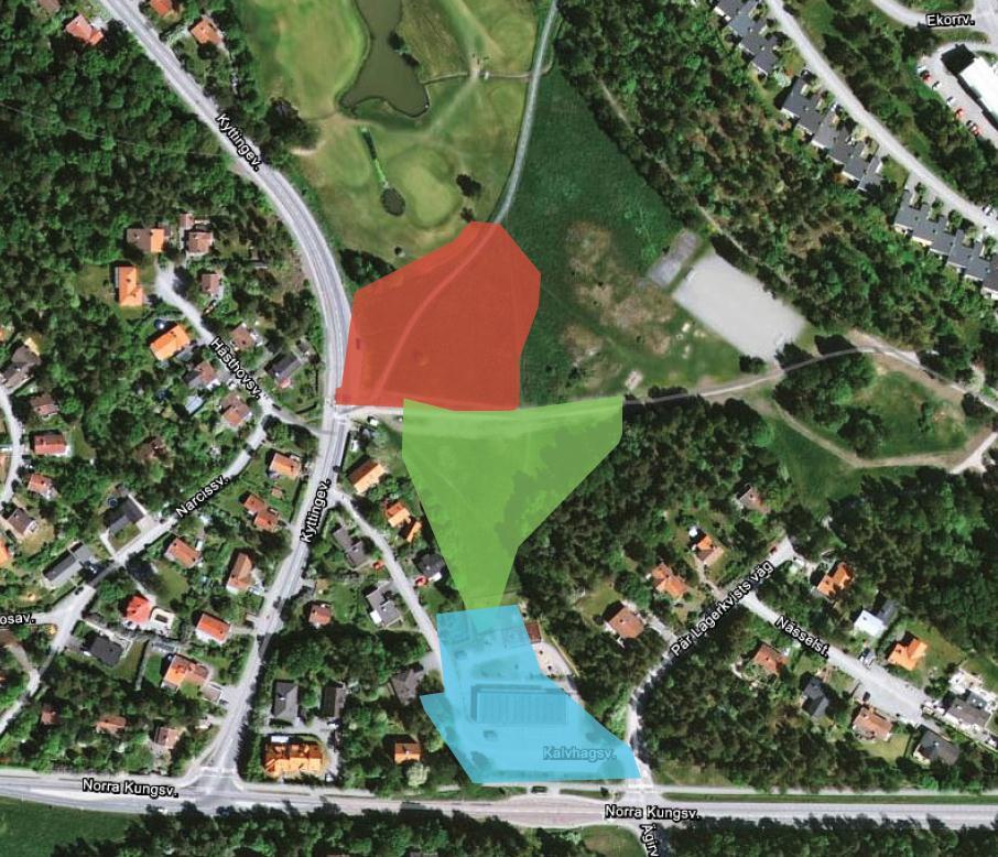 Golfen Dungen Norra Kungsvägen Norra Kungsvägen 3 möjliga lägen för en ny förskola har studerats.