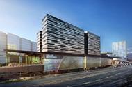 Mall of Scandinavia Nybyggnad av affärsgalleria vid nationalarenan i Solna Byggtekniskt antal huskroppar 1 st Antal våningar 5 st Antal våningar under mark 2 st Bruttoarea 100000 m² Byggstart april