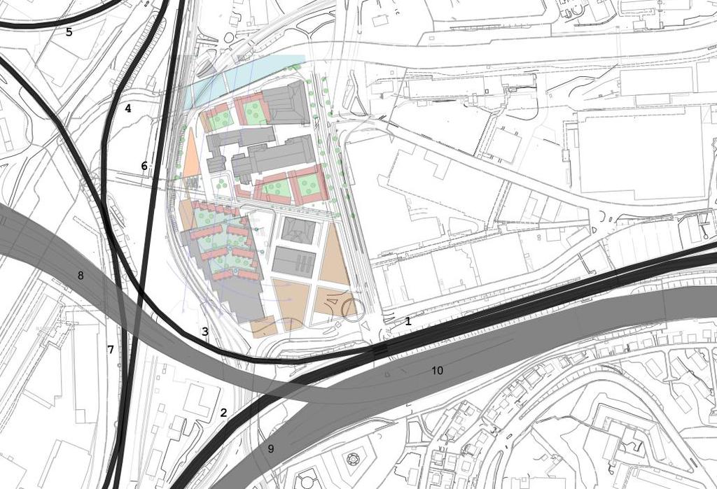 2.2 Infrastruktur Planområdet gränsar i väster och söder till ett antal större transportleder för farligt gods. Dessa sammanställs och illustreras i Figur 5 nedan.