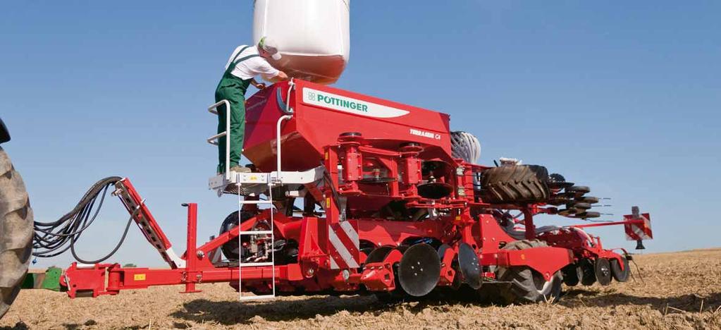 FERTILIZER delad utsädesbehållare På TERRASEM FERTILIZER-maskinerna är utsädesbehållaren tvådelad genom en