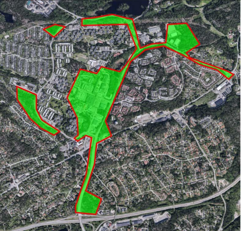 3 (22) Projektområde och detaljplaner Samverkansentreprenaden avser projektering och utförande allmänplatsmark och anläggningar inom det geografiskt avgränsade området i Orminge enligt Bild 1.
