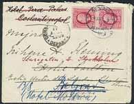 4977K 53, 70 4+2 8 öre som ovanlig kombination på brev med dubbelt porto, sänt från HORN 8.5.1915 till MALMÖ 9.5.15. * 200:- 4978K 53, Fk8 8 öre som tilläggsfrankering på frankokuvert 2 öre, sänt från STOCKHOLM 7 10.