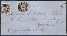 4173 9c 3 12 öre blå, 1865 års tandning. LYX-stämplat STOCKHOLM 16.2.1869. 250:- 4174 9c 3 12 öre blå, 1865 års tandning. LYX-stämplat GÖTEBORG 21.5.1870.