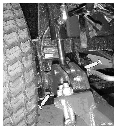 Figur 38 Främre lyftanordningar Lyftarmsbussningar (2) (Figur 39)