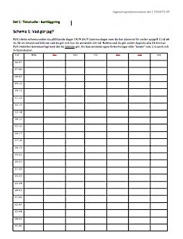 Kartläggning Uppgift 2: Tidsstudie Del 1 - Tidsstudie - kartläggning Fyll i under 7 dagar 8/9-14/9 En detaljerad bild om vad du gör och hur du använder din tid.