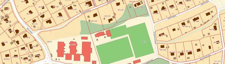 Planområdet omfattar fastigheterna Bo 1:133 (skolan), del av Bo 1:608 (Boovallen