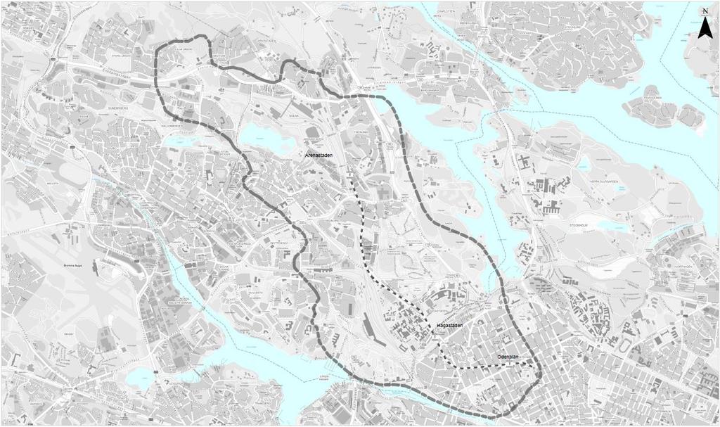 Figur 1. Karta över utredningsområdet för grundvatten tillhörande samrådsperioden 2 december 2015-15 januari 2016 samt samrådsperioden 26 oktober 15 november 2016.