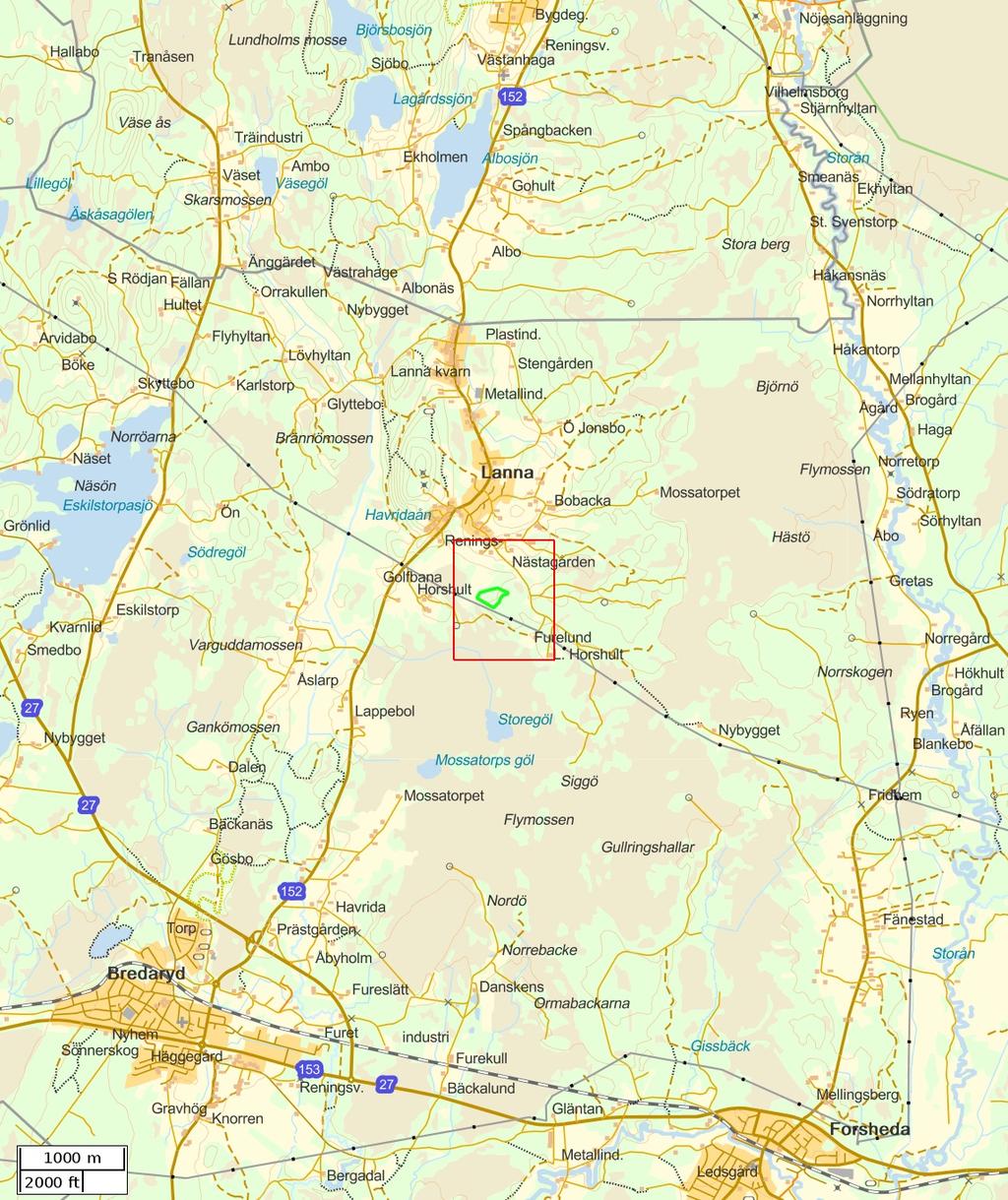 Traktdirektiv 17-07-11 22:03 Lanna 16:1 Hushållningssällskapet Skog Översiktskarta Skala: ~1:50000