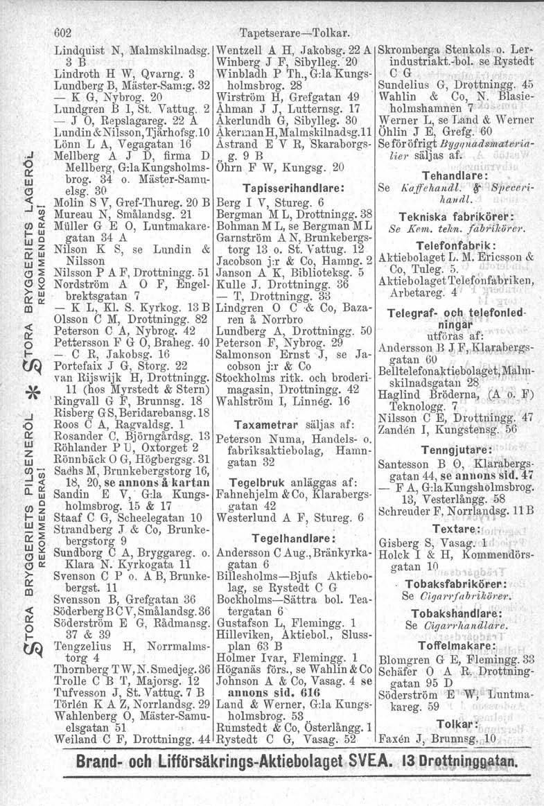 ..1 Il:: LU 'CJ -c.j _. end:: t;j _z Il::IlJ LU:; CJ:; CJ >-ll<: Il:: o -c Il:: I- ii: LUll<: CJIlJ CJD:: >- Il:: o -c Il:: I- 602 Tapetseae-c-Tolka. Lindquist N, Malskilnadsg. Wentzell A H, Jakobsg.