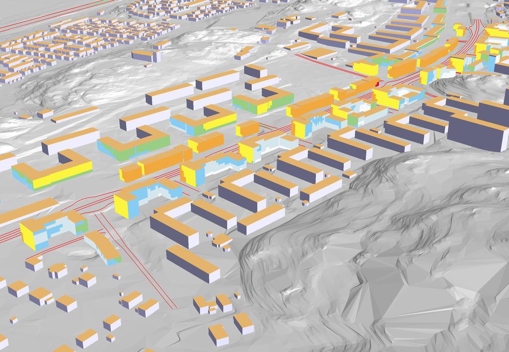 Bilaga 8 Bullerutbredning prognosår 2030 Spårvagnstrafik i mittenfiler Göteborgs Stad Detaljplan Litteraturgatan Beräkning nr:303 Filnamn:F_Eq_P3_Spårvagn Ekvivalent ljudnivå vid fasad.