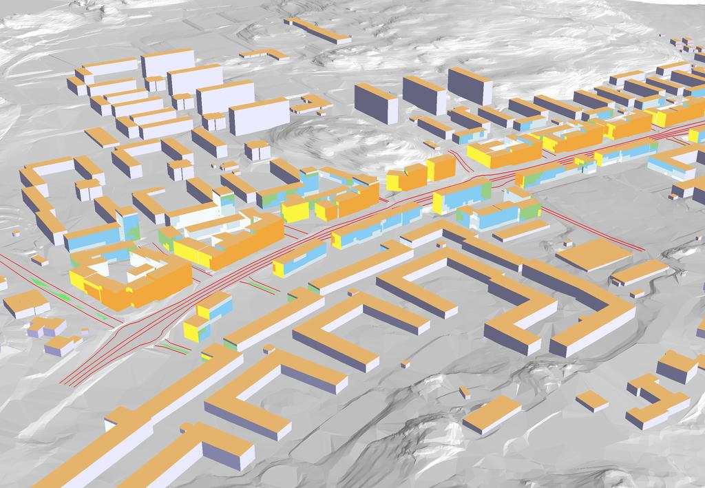 Bilaga 11 Bullerutbredning prognosår 2030 Busstrafik i mittenfiler Göteborgs Stad Detaljplan Litteraturgatan Beräkning nr:302 Filnamn:F_Eq_P1_Buss Ekvivalent ljudnivå vid fasad.