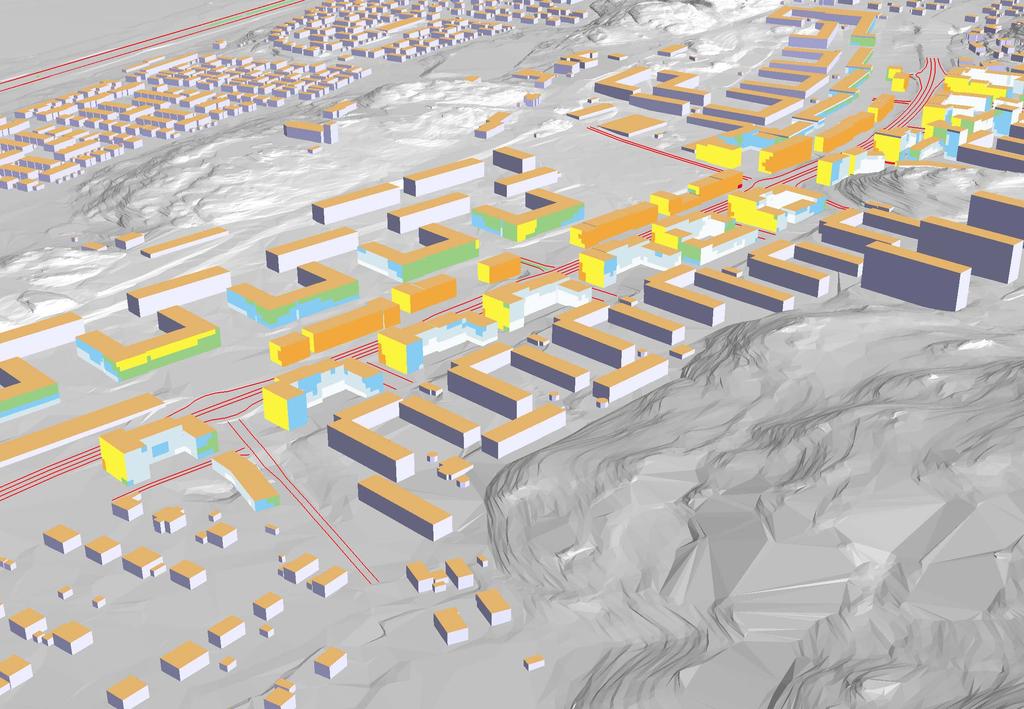 Bilaga 13 Bullerutbredning prognosår 2030 Busstrafik i mittenfiler Göteborgs Stad Detaljplan Litteraturgatan Beräkning nr:302 Filnamn:F_Eq_P3_Buss Ekvivalent ljudnivå vid fasad.