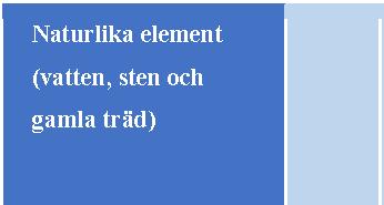 x Man kan ej återfinna x Det finns mycket äldre träd, en del naturlika element.