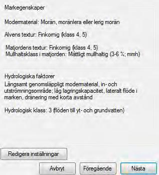 för dricksvatten. Dessa simuleringar har körts med en ansatt mullhalt på 3-6 % för att kunna jämföra ev. skillnader mellan modellversionerna. Den nya programvaran, MACRO-DB 4.