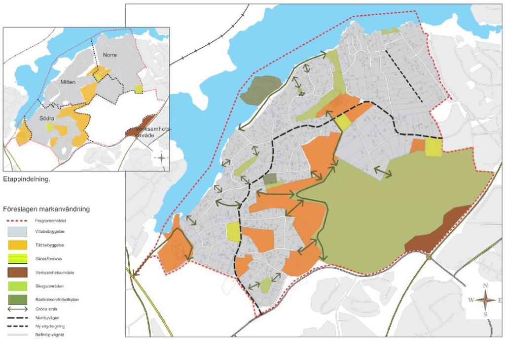 2. Förutsättningar 2.1 Planeringsförutsättningar Norrby detaljplaneprogram Programförslaget visar på en utbyggnad av Norrby som bostadsområde.