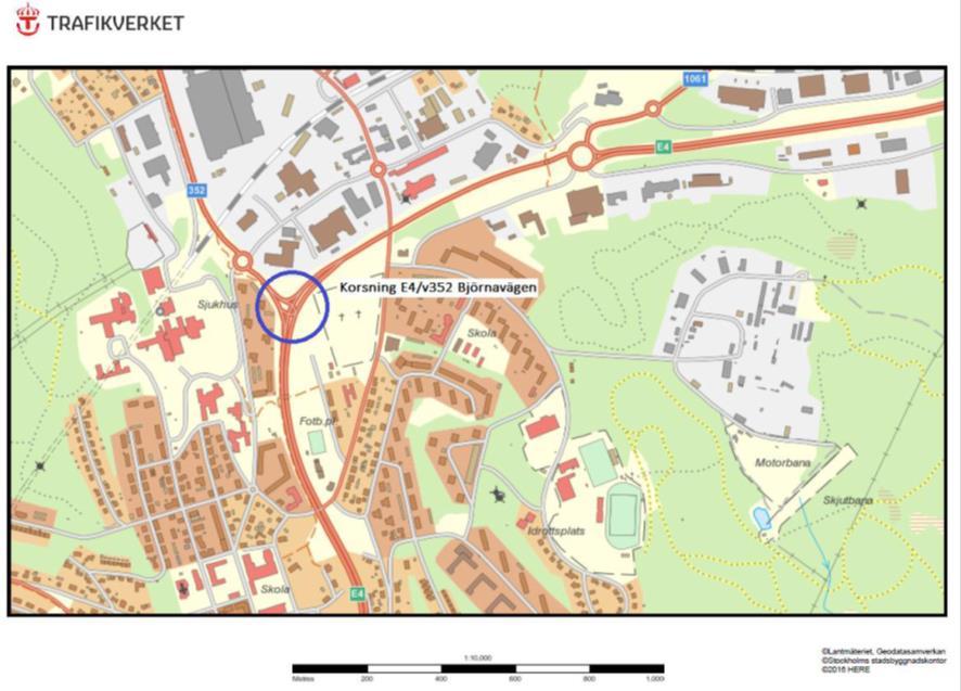 ORIENTERING Örnsköldsvik Örnsköldsviks kommun, Västernorrlands län Omfattning: Objektet omfattar en ny cirkulationsplats i korsningen E4 och väg 352 (Björnavägen).