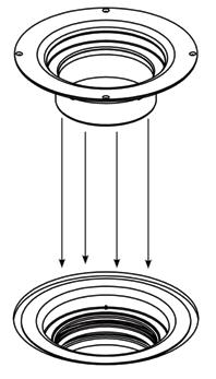 Push the top section firmly inside the middle section until they click together. The gasket inside the gully should not be