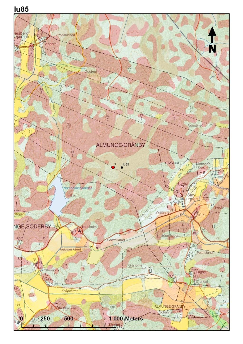 Appendix 9 En karta över Lu85 i skala 1:10000.