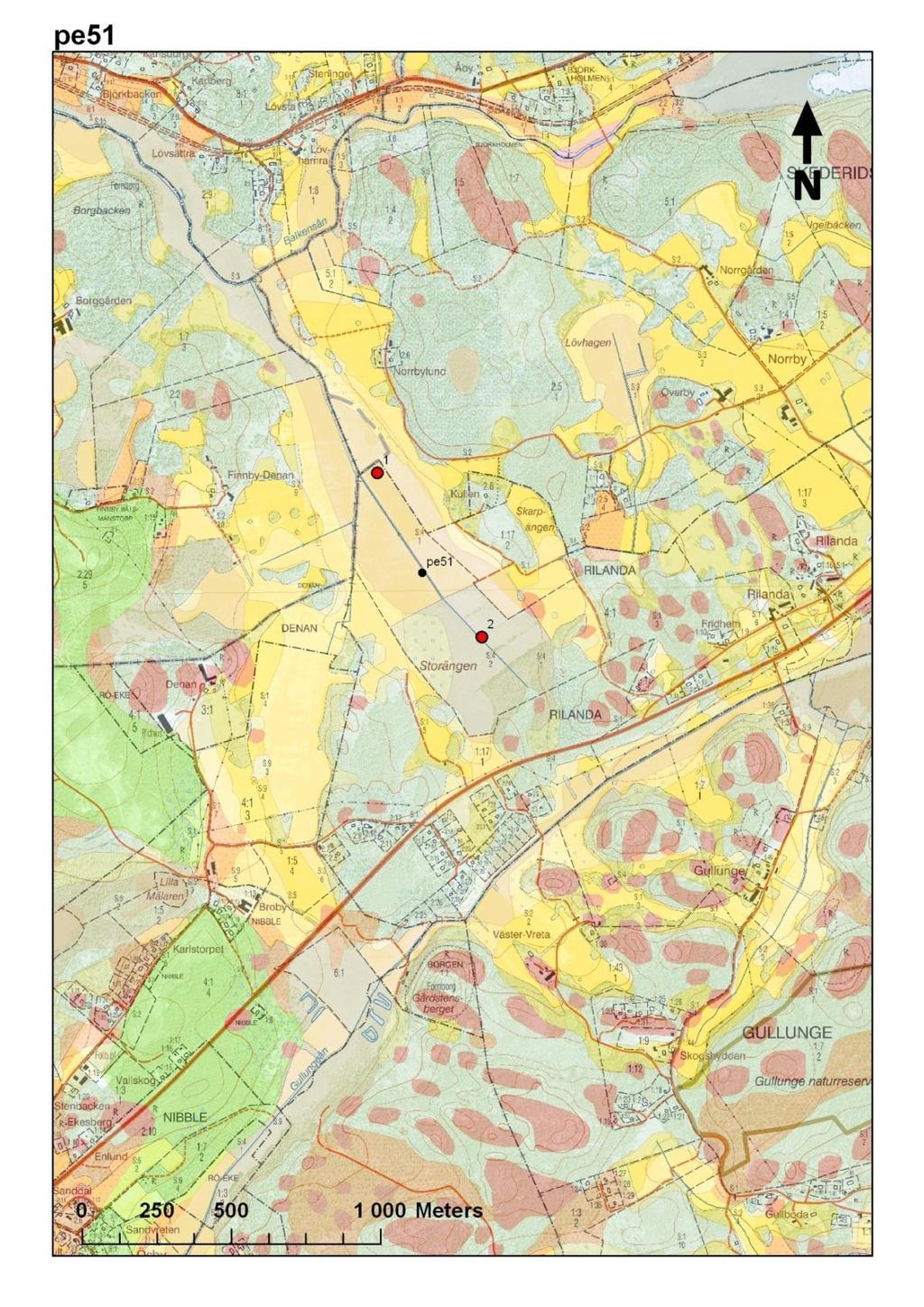 Appendix 13 En karta över Pe51 i skala 1:10000.