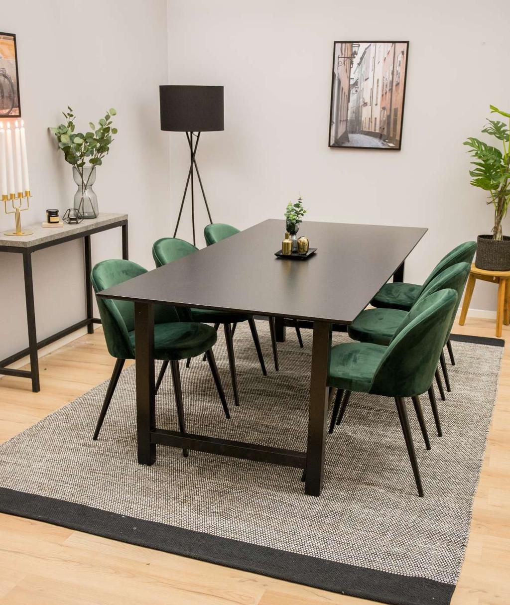 COUNT COUNT 220*100*H75 VELVET B44*H86*D43*SH48 VELVET B50*H77*D55*SH47 Count matbord 19923-488 Svart Velvet matstol