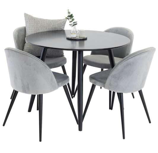 Velvet matstol 19924-889 Svart, gammelrosa