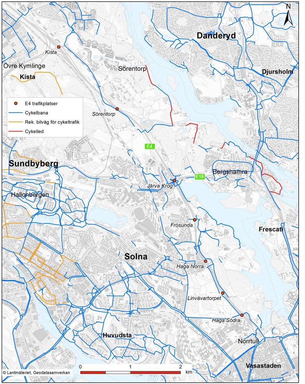 2. Befintliga förhållanden 2.1. Funktion och standard Gång- och cykelstråket är cirka 7 kilometer.