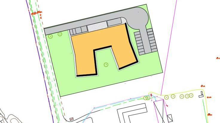 PLANBESKRIVNING SAMRÅDSHANDLING 13 (16) 2017-09-15 Teknisk försörjning Vatten- och spillvattenledning Transformatorstation Illustration av möjlig utformning inom planområdet med en redovisning av