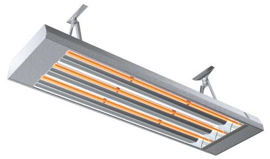 Reflektorer av blankeloxerad aluminium för optimal värmedistribution. Monteringsbeslagen gör det möjligt att vinkla värmaren i 5 olika lägen.